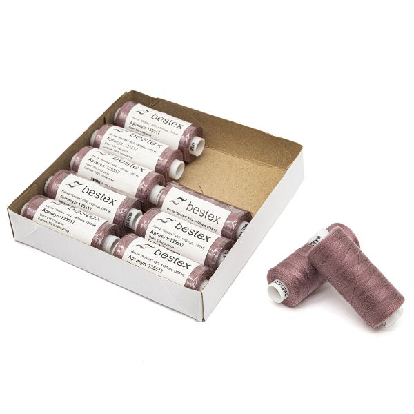 Нитки швейные бытовые Bestex 40/2, 365 м (400 ярд) / 10 кат., 038 античный лиловый