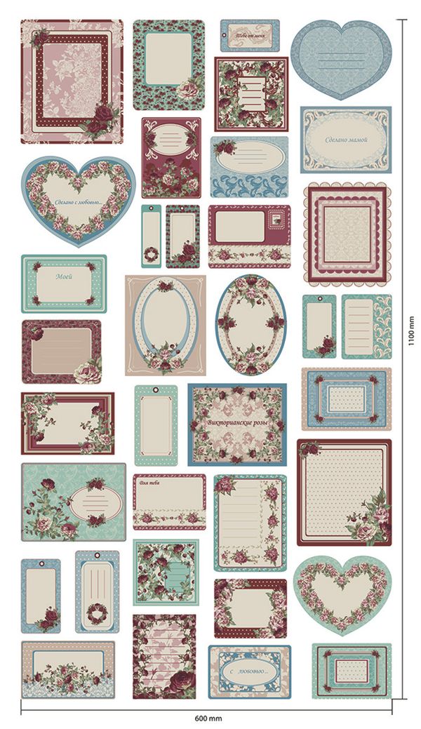 Ткань для пэчворка Peppy Викторианские розы, рулон 112 см / 5 метров, ВР-80 Панель, Peppy