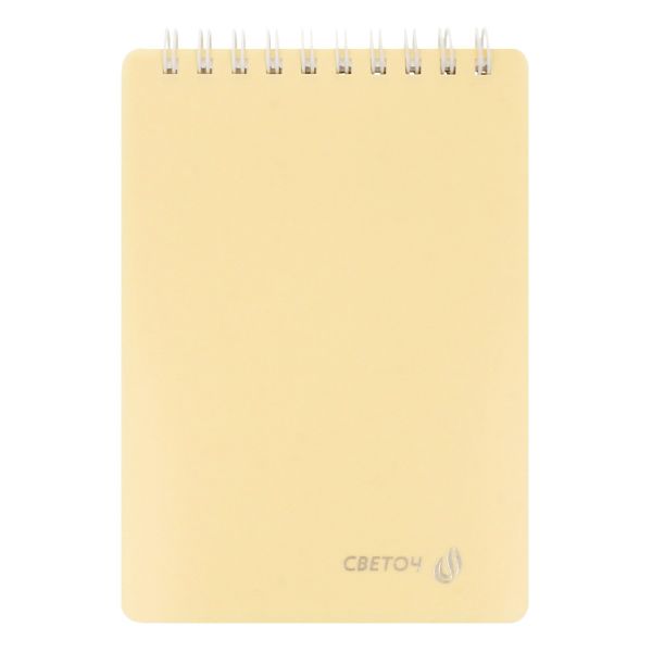 Блокнот с пластиковой обложкой, тиснение серебряной фольгой, 500 мкр, на гребне, A6 80 л., 4 шт, клетка, Ваниль 01044, Светоч 80Б32