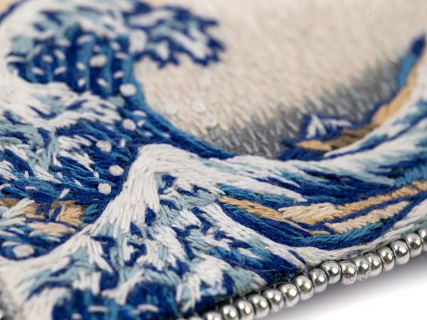 Набор для вышивания нитками Panna, Живая картина. брошь Большая волна в Канагаве, 5х6 см