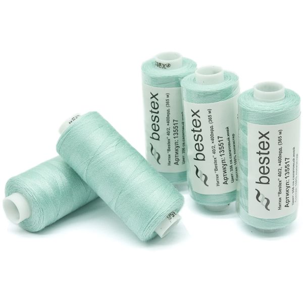 Нитки швейные бытовые Bestex 40/2, 365 м (400 ярд) / 10 кат., 356 морозная мята