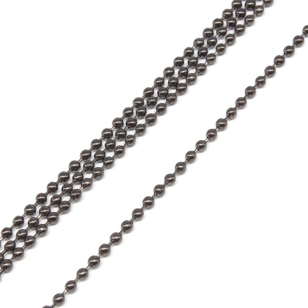 Цепочка шариковая, металл 2 мм / 91,4 м, черное серебро