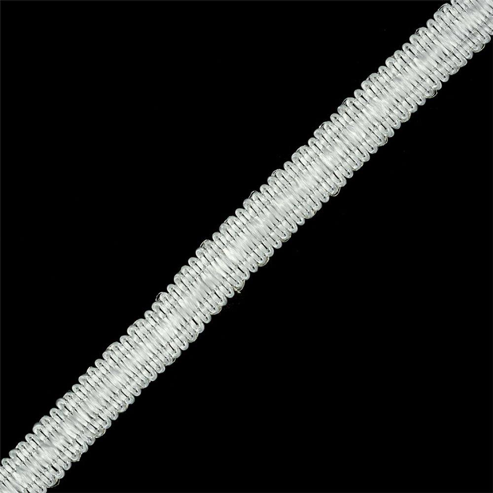 Тесьма отделочная Зиг-Заг с3729г17 рис.9254 с метанитом 10 мм белый-серебро уп. 10м