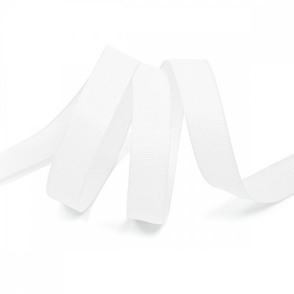 Лента репсовая (в рубчик) 15.0 мм, цв. 029 белый For Hobby, уп. 22.86м (±1м)