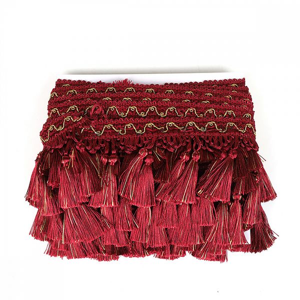 Бахрома отделочная широкая 100.0 мм / 10 метров, с кистями, 6152-0327, цв.6393 красный