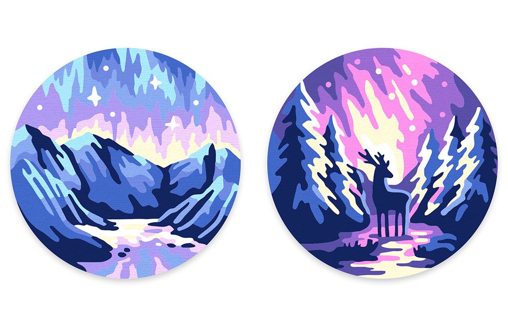 Картина по номерам Фрея PNBM-018, Сияние Севера, (на магните) 9х9 см