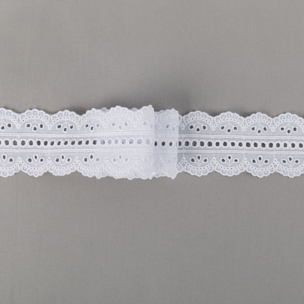 Кружево шитьё 54 мм / 9±0.2 метров, Турция, белый, Gamma GYEM-5402