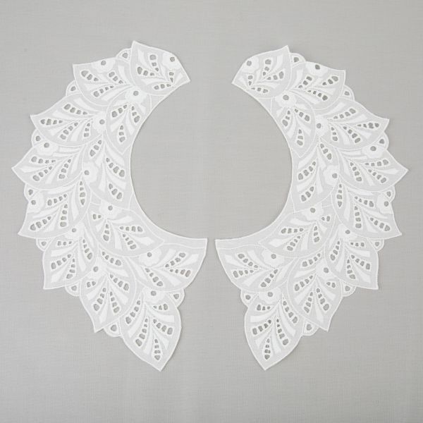 Пришивной кружевной воротник шитьё 120 мм, 5 пар Турция, натуральный, Gamma VYEM-28-02
