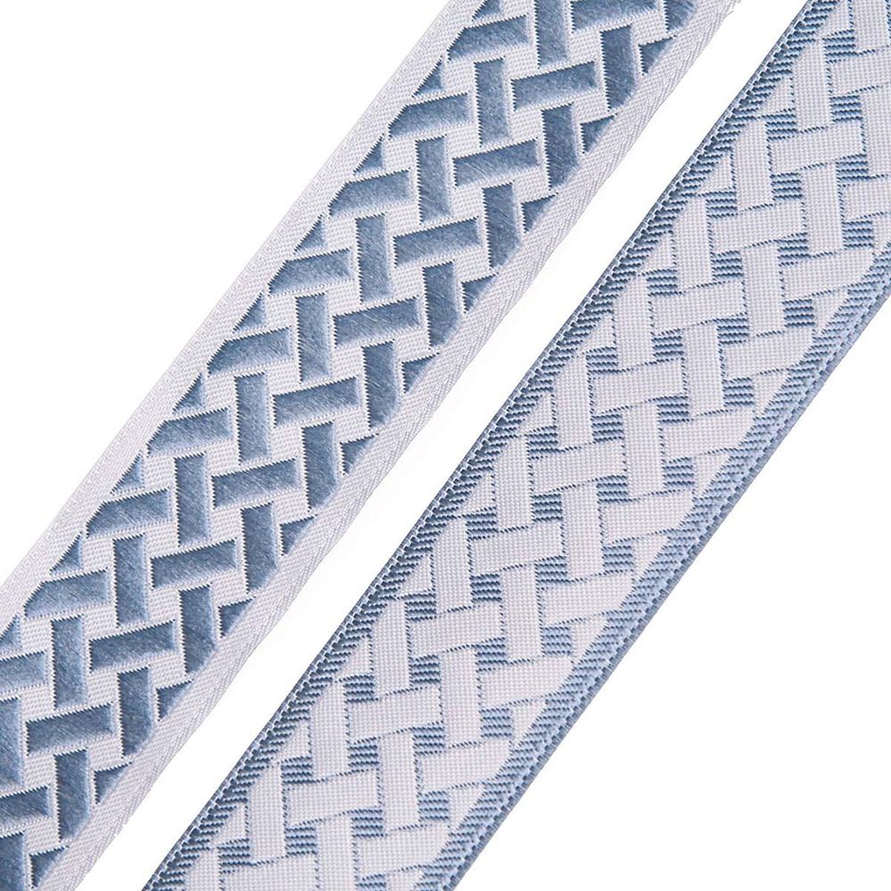 Лента (тесьма) жаккардовая 35.0 мм / 10±0.5 метров, бордюр Плетеный орнамент 35274 V5 джинс