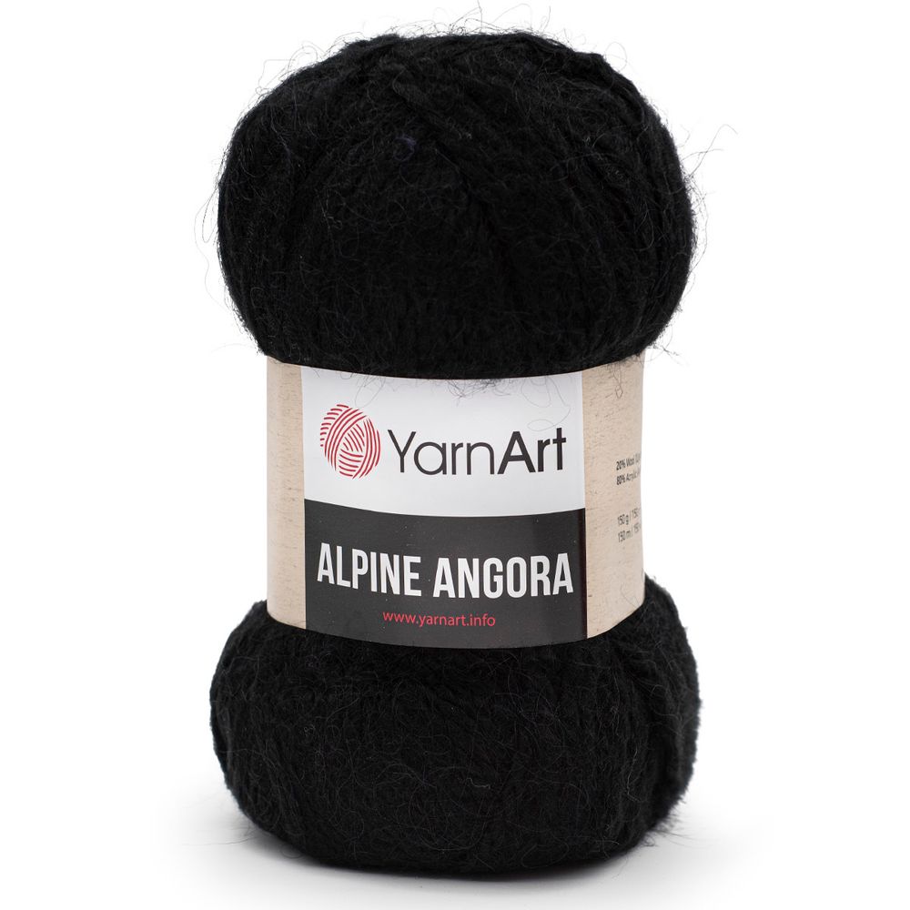 Пряжа YarnArt (ЯрнАрт) Alpine Angora / уп.3 мот. по 150 г, 150м, 331 черный