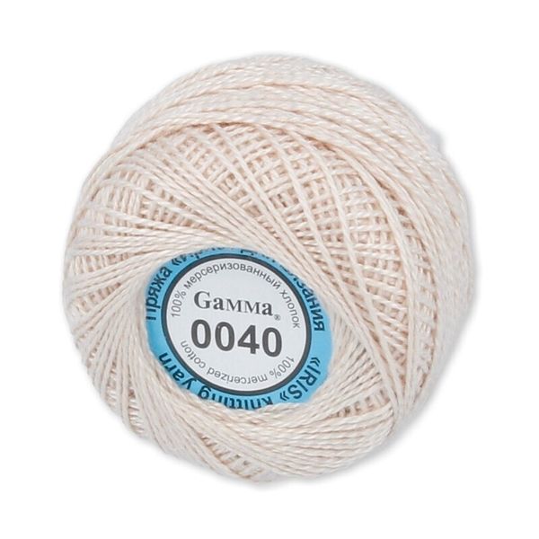 Пряжа нитки Ирис / уп.10 мот. по 10г, 82м, 0040 кремовый, Gamma