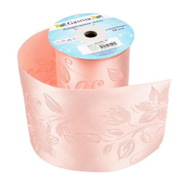 Лента (тесьма) жаккардовая 90.0 мм / 10±0.5 метров, коралловый, Gamma STJ-01-19