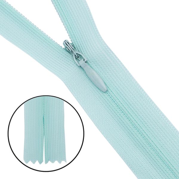 Молния потайная (скрытая) Т3 (3 мм) 1 зам., н/раз., 50 см, нейлон, F250 мятный, 10 шт