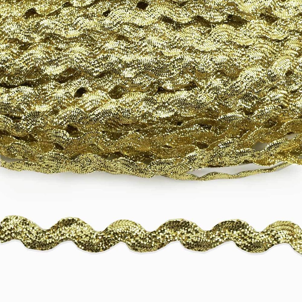 Тесьма вьюнчик с люрексом, 7 мм, 30м (золото), 30 м