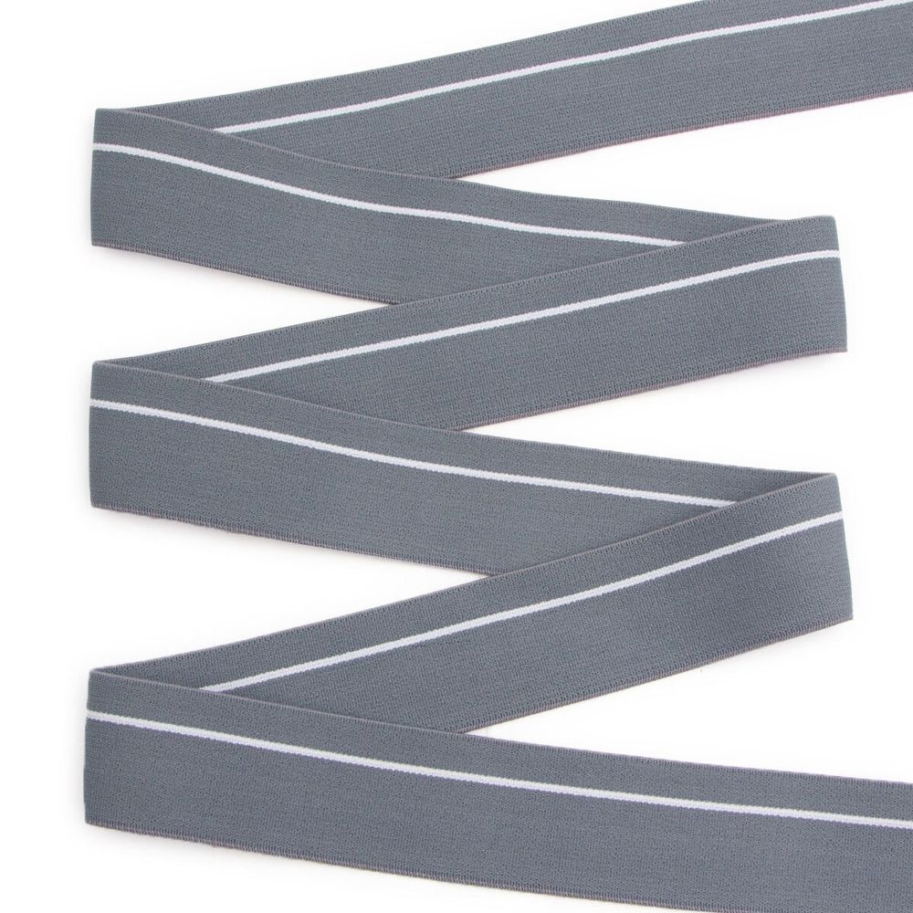 Резинка для мужских трусов и боксеров 30.0 мм / 25 метров, мягкая тканая 21 г/м, эластичность 150%, св.серый/белый полоса