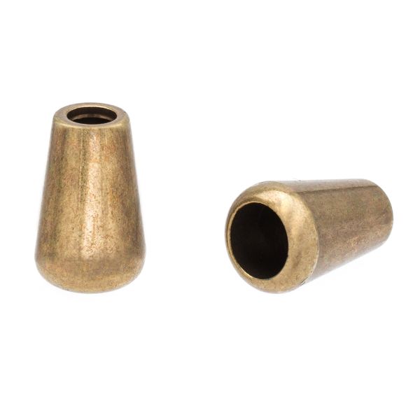 Наконечник для шнура пластик 15.5х10 мм, отв.1: 4 мм, отв.2: 6.6 мм, 50 шт, бронза, PNK07