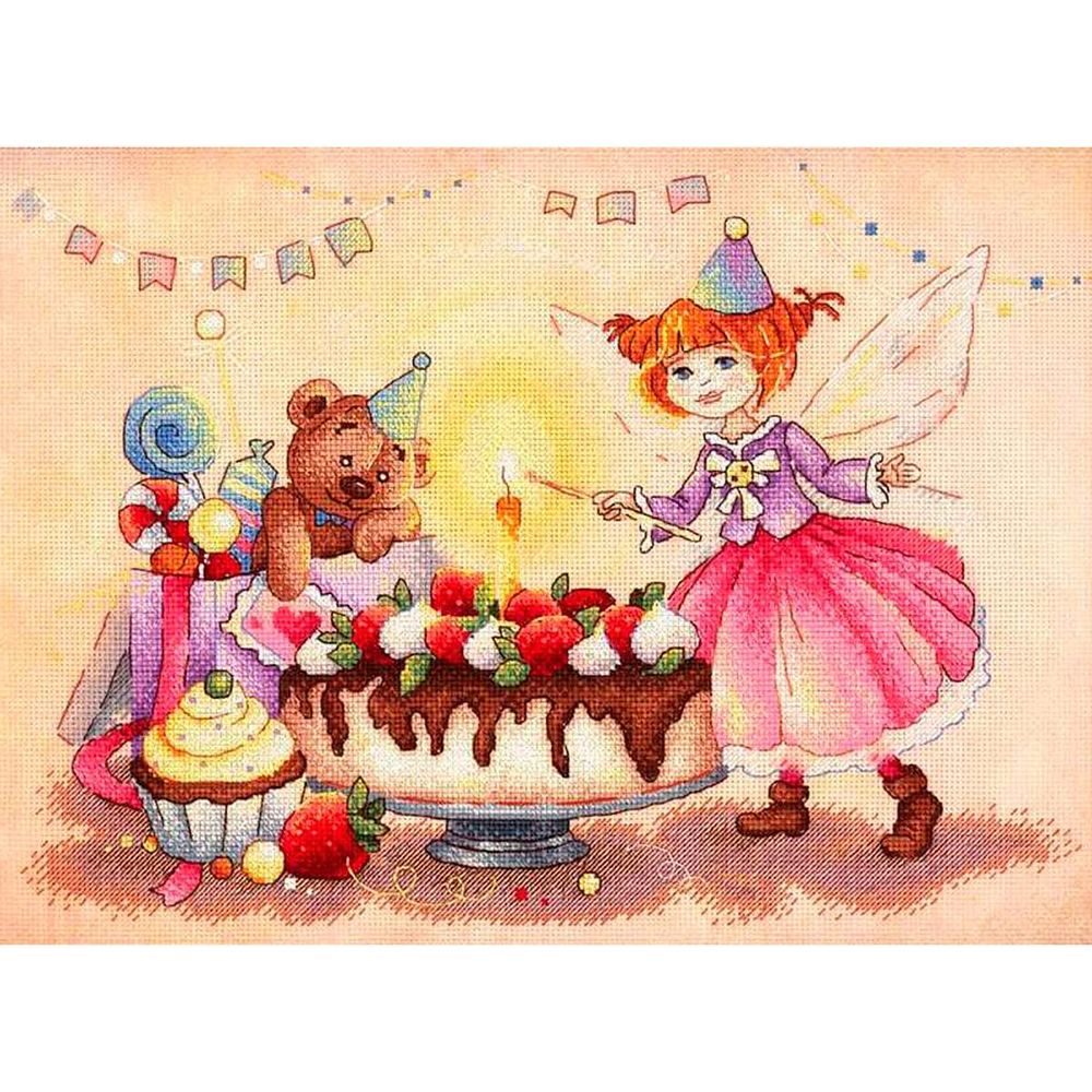 Набор для вышивания нитками МП Студия, Задорный День рождения 20х30 см