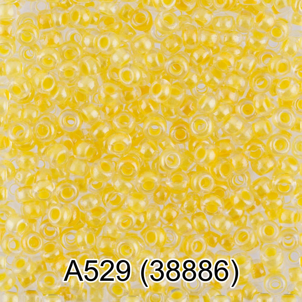 Бисер Preciosa круглый 10/0, 2.3 мм, 50 г, 1-й сорт. А529 желтый, 38886, круглый 1