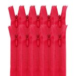 Молния потайная (скрытая) Т3 (3 мм) 1 зам., н/раз., 50 см, красный нейлон, 31321 / 50, 10 шт