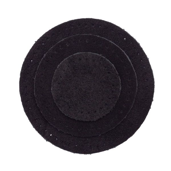 Набор заплаток пришивных из замши, круг ⌀4см, 6см и 8см, с перфорацией, 3 шт, 100% кожа (20 черный), 59401