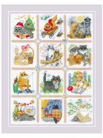 Набор для вышивания нитками Риолис, Кошачий календарь 30х40 см