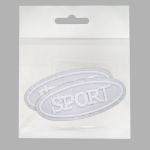 Термоаппликация овал SPORT 75х30мм (White (белый)), 2 шт, LA557