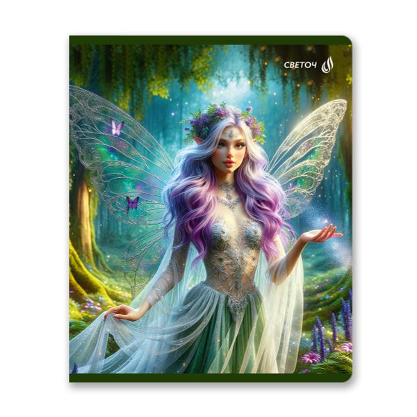 Тетрадь ученическая общая, выборочные блёстки, A5 48 л. на скобе 65 г/м², белизна 100% 10 шт клетка, 01477 Крылатая фантазия, Светоч Т83