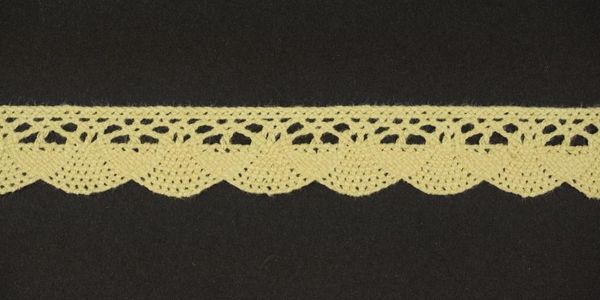 Кружево вязаное (тесьма) 20 мм, цв.св.желтый, Alfa, 25 метров, AF-151-010