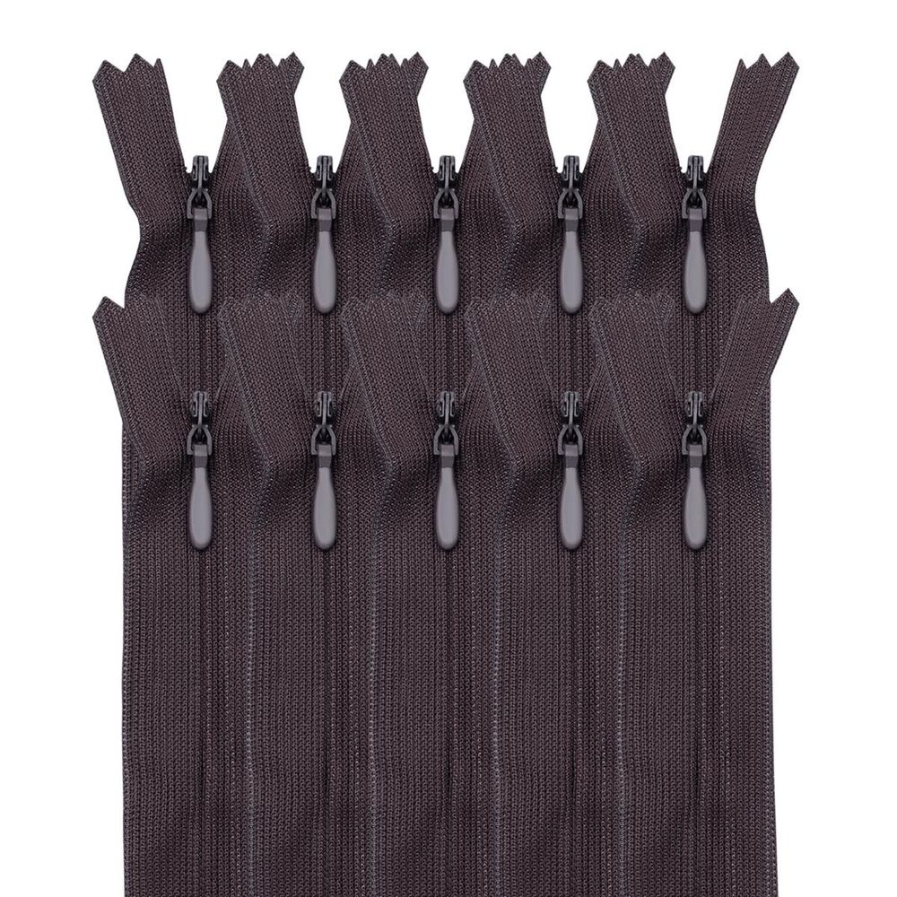 Молния потайная (скрытая) Т3 (3 мм) 1 зам., н/раз., 50 см, шоколад нейлон, 31334 / 50, 10 шт