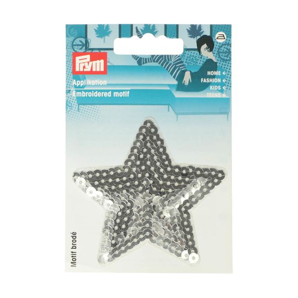 Термоаппликация Звезда с пайетк. серебр. 1шт, Prym