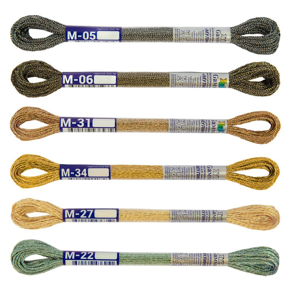 Мулине Gamma набор металлик, цв.03 Блеск софитов, 6 мотков по 8 метров