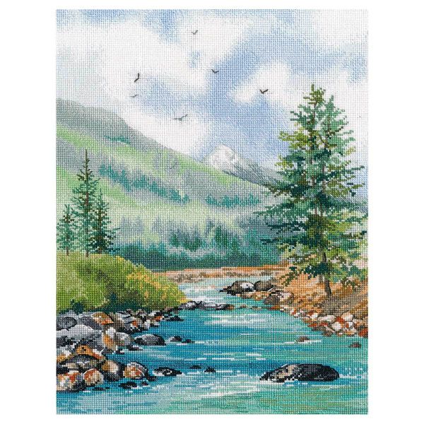 Набор для вышивания нитками Овен, Алтай. Река Кучерла, 25х35см