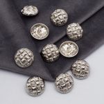 Пуговицы на ножке 28L=18 мм, металл, M.Silver (матовый серебристый), 10 шт, MP03