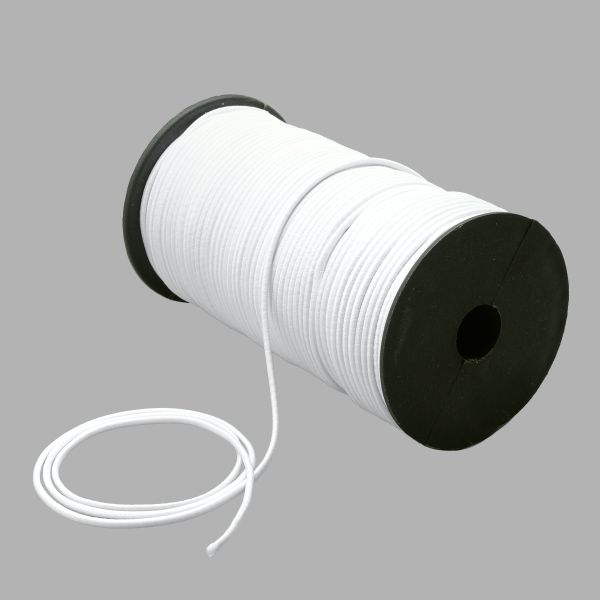 Резинка шляпная (шнур эластичный) ⌀3.0 мм / 100 метров, 0370-0300В, С501 - белый