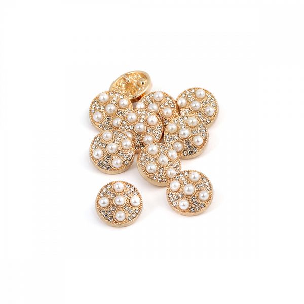 Пуговицы металлические на ножке 24L-15 мм, С-MP17 цв.золото/перламутр, 10 шт