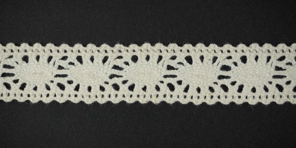 Кружево вязаное (тесьма) 20 мм, цв.натуральный, 25м, Alfa, AF-160-000