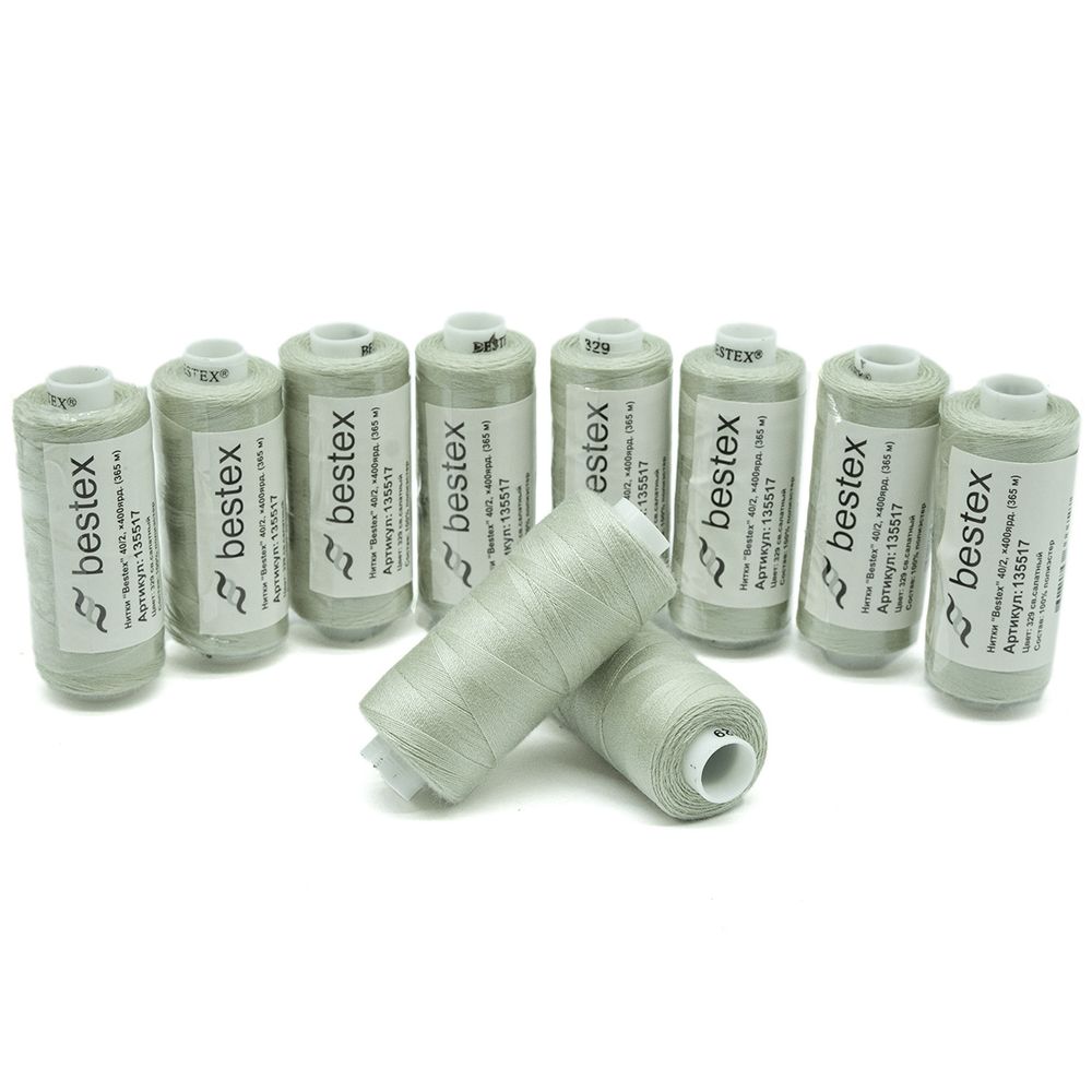 Нитки швейные бытовые Bestex 40/2, 365 м (400 ярд) / 10 кат., 329 серо-мятный
