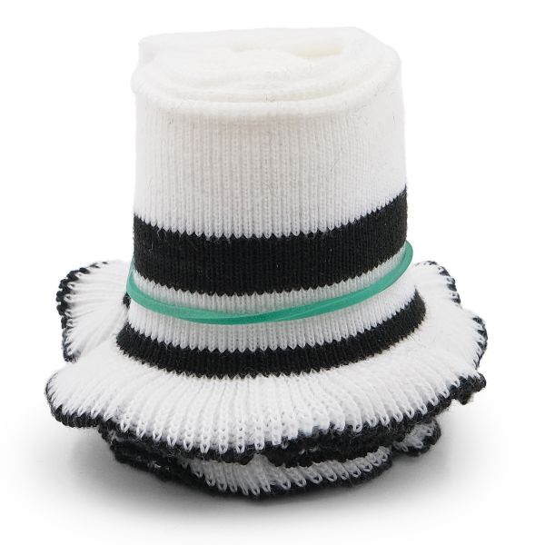 Подвяз (довяз) трикотажный с рюшами 6см, 1 метр, белый с черной полосой