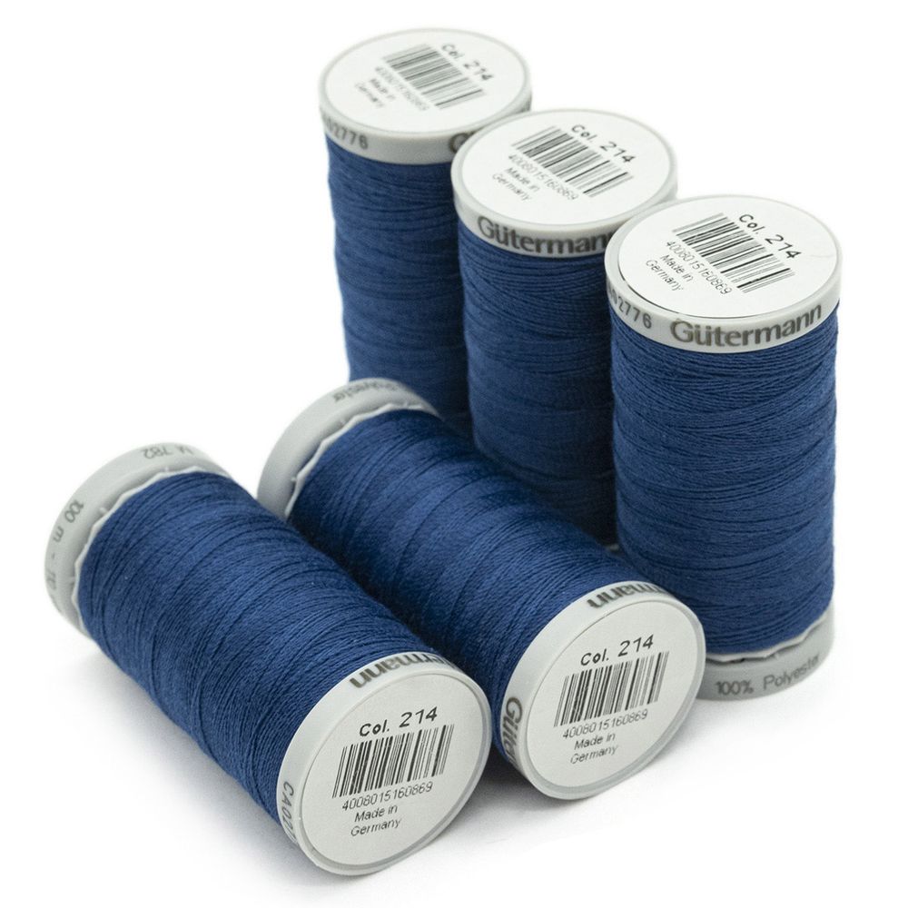Нитки суперкрепкие Gutermann Extra Strong M782, 100м, 214 т.лазурный, 5 катушек