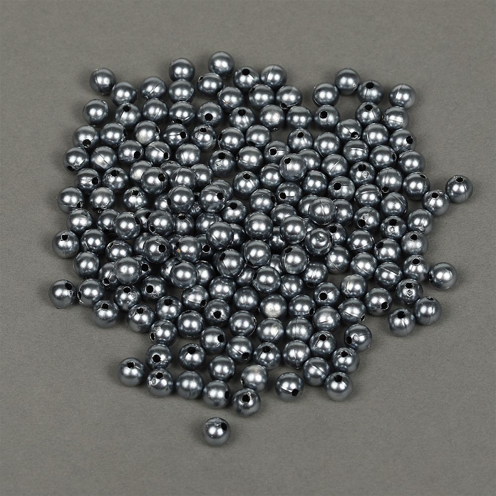 Бусины пластик (перламутр) ⌀8 мм, 500 г, 029 серый (≈2130 шт), Magic4Hobby