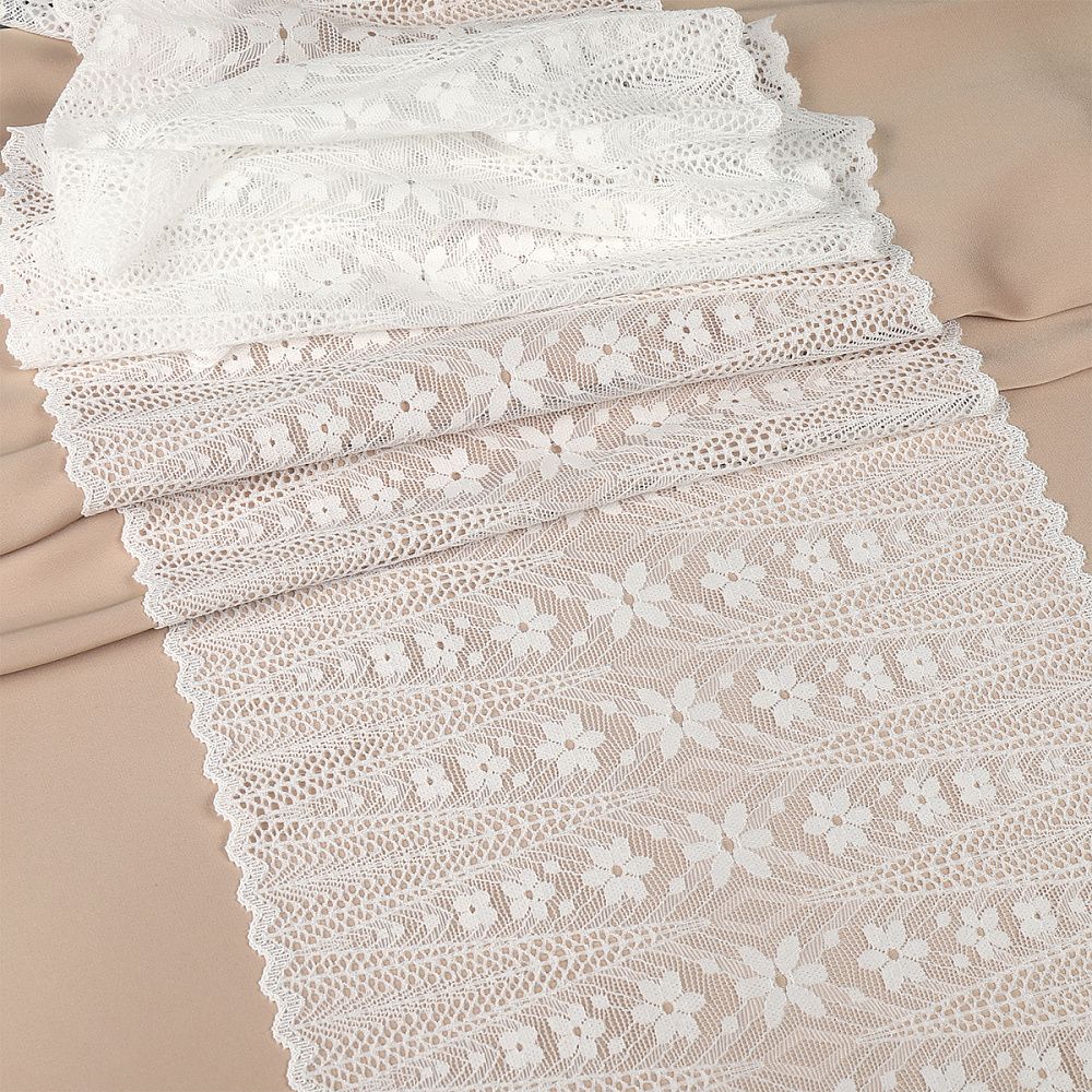 Кружево бельевое эластичное 220 мм / 18 м, 1909, цв.004 белый, Kruzhevo