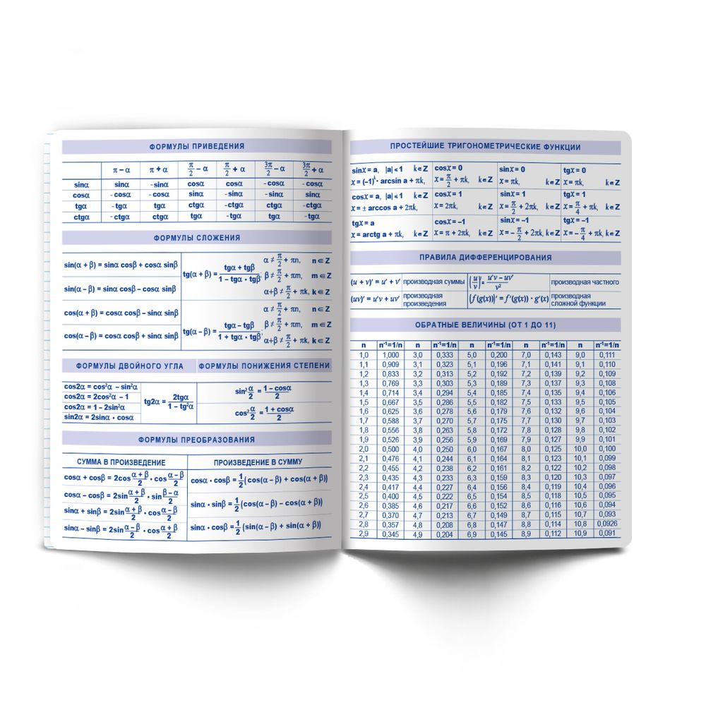 Тетрадь со справочным материалом Кристалл тайного, глянц.ламинация, A5 48 л. на скобе 65 г/м², белизна 100% 10 шт клетка, 01823 Кристалл тайного Алгебра, Светоч Т282