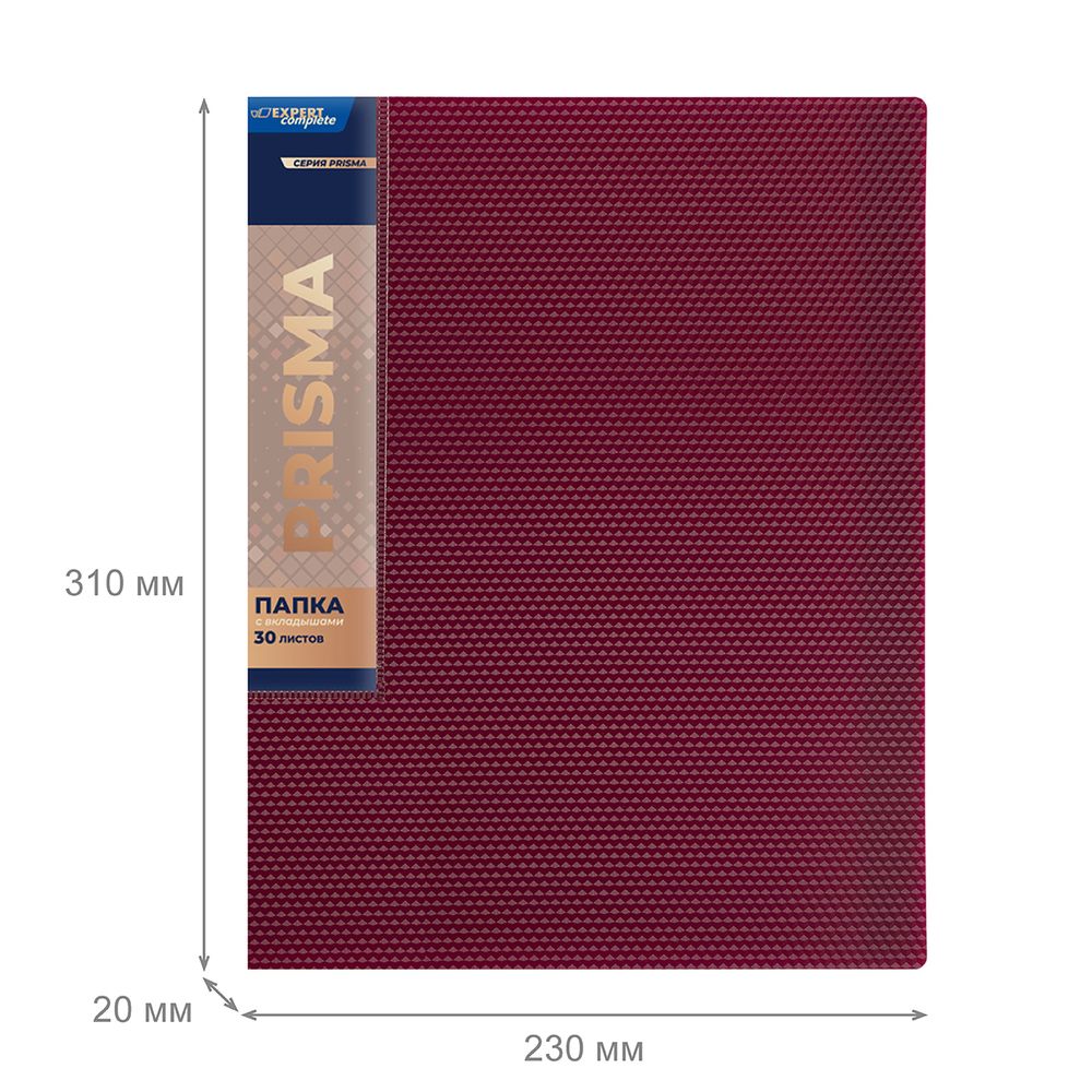 Папка с вкладышами 30 л. A4 600 мкм 20 мм, эффект 3D, 6 шт, рубиновый new EC211600126, Expert Complete EC211600126