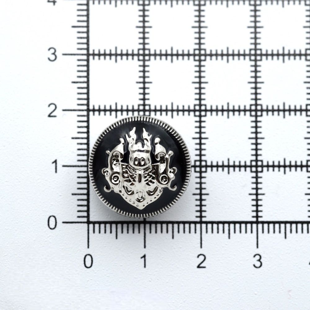 Пуговицы на ножке 28L (18мм), металл (Black/S черный с серебром), 36 шт, ME 645