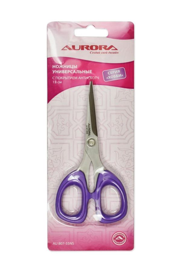 Ножницы универсальные 13 см, с покрытием антискотч, AU 807-55NS, Aurora, 1 шт