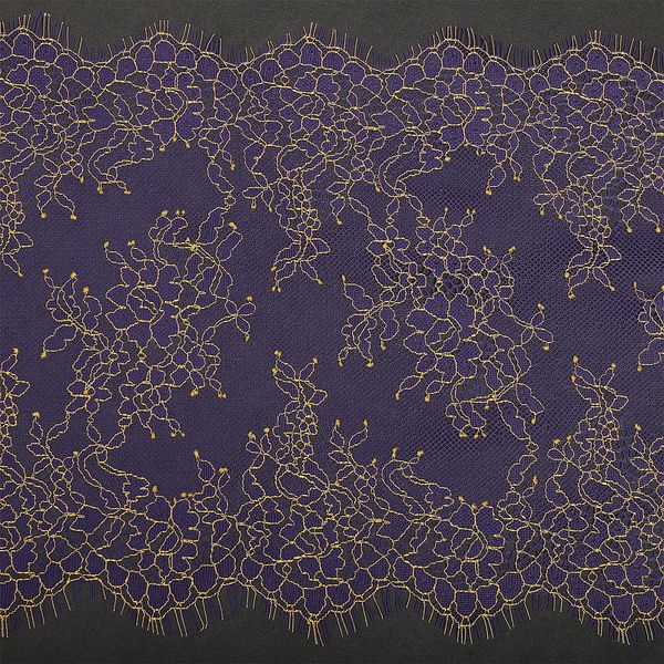 Кружево шантильи (реснички) 230 мм, цв.т.синий, уп. 3 м, Kruzhevo