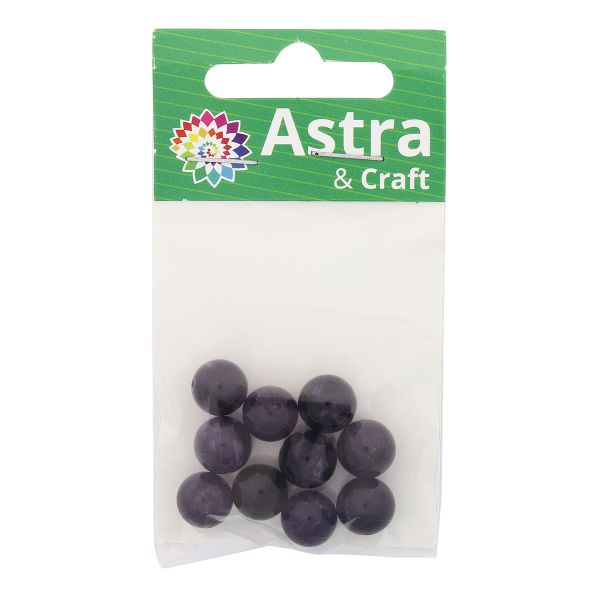 Бусины натуральный камень аметист 10 мм, 10 шт в упак, Астра