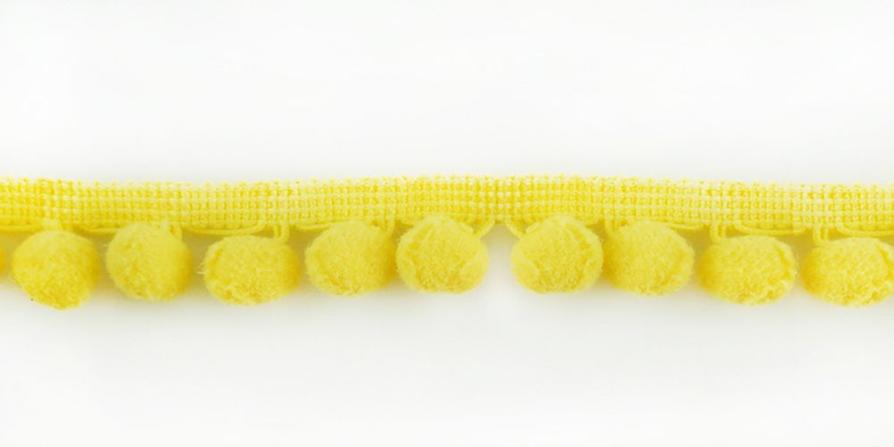 Тесьма с помпонами 1-рядная ⌀09 мм, 20 м, Matsa, желтый