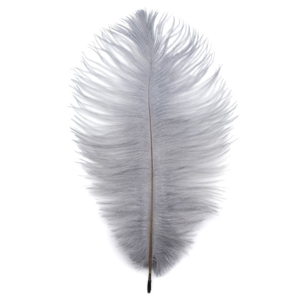 Перья страуса декоративные 20-25см, 10 шт в упак, серый