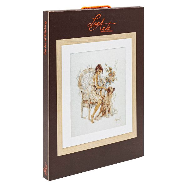 Набор для вышивания нитками Lanarte, Девушка с собакой 39х49см